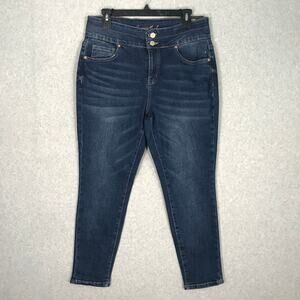 Copper‎ Hash Jeans Womens 12P Blue Skinny Ankle Curvy Petite Short Whiskers
